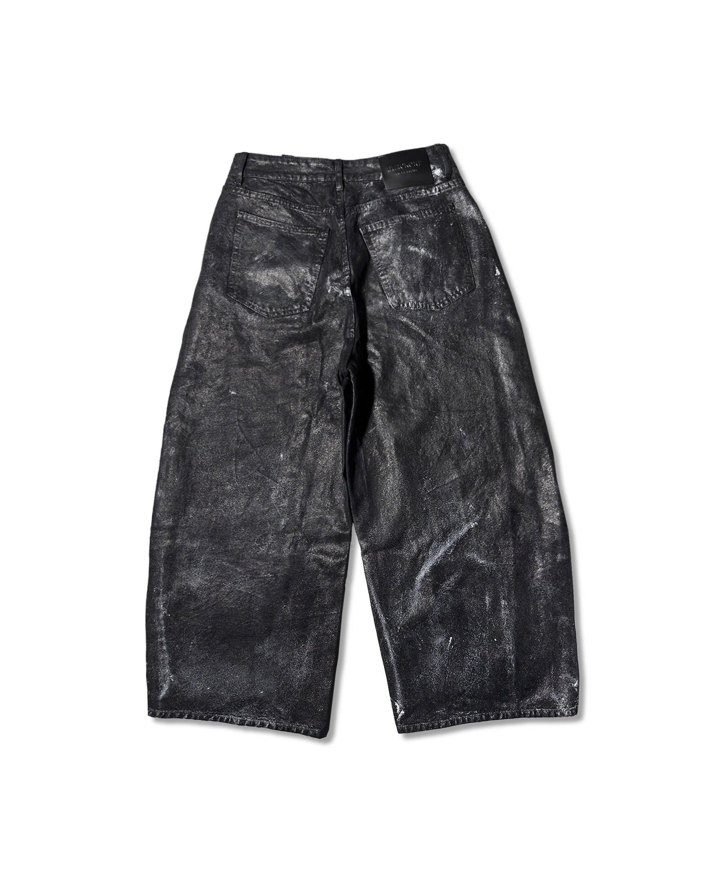 Black coated wide pants