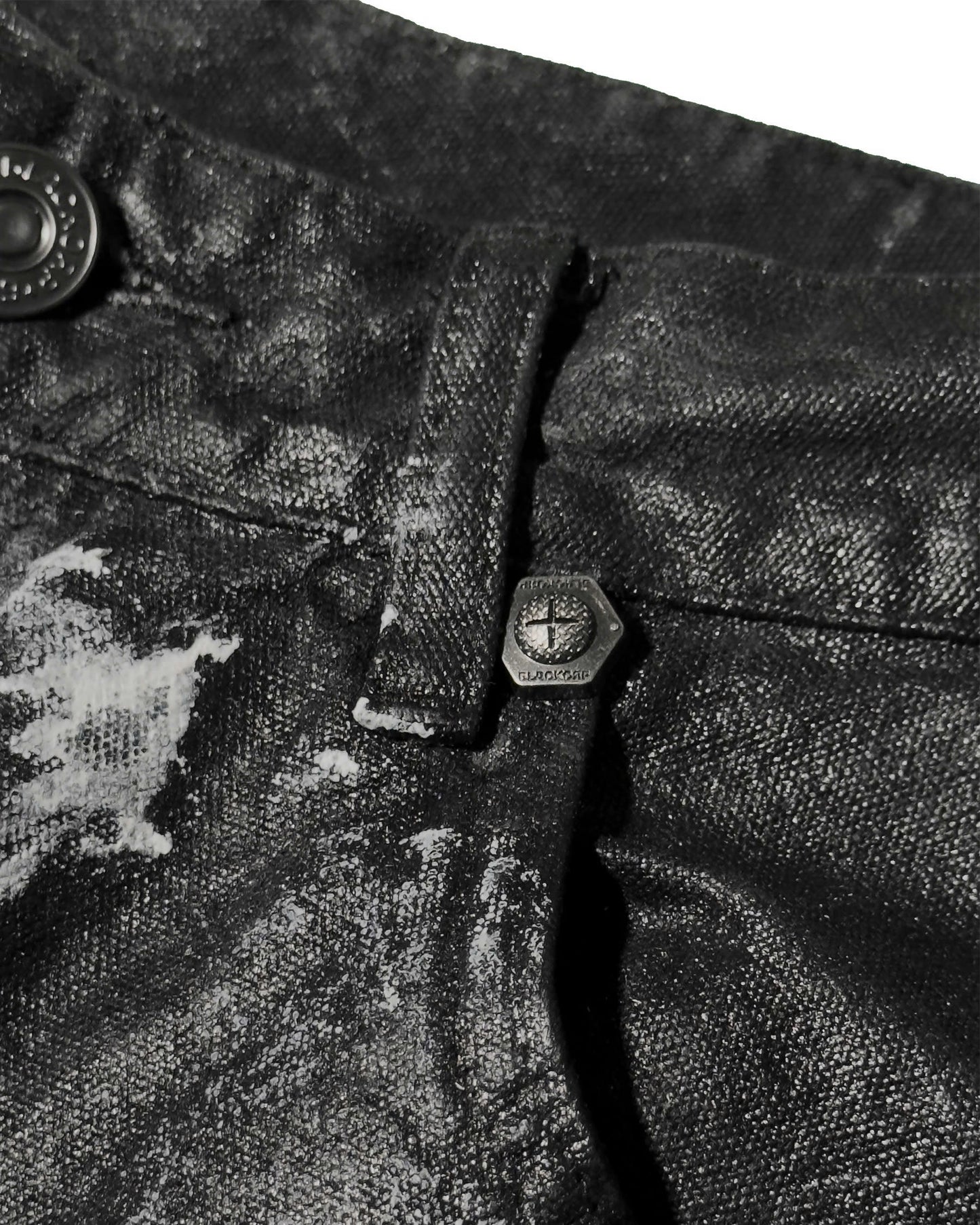 Black coated wide pants