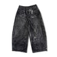 Black coated wide pants