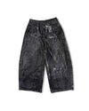 Black coated wide pants