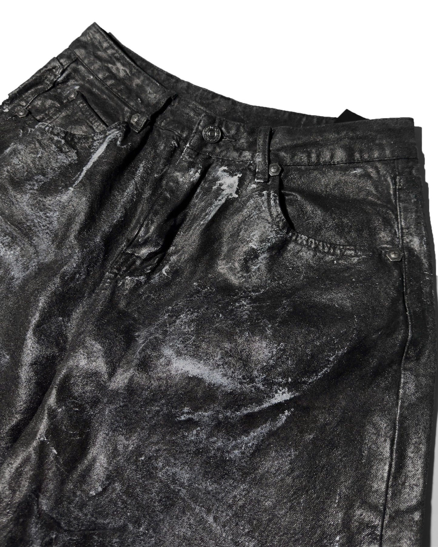 Black coated wide pants