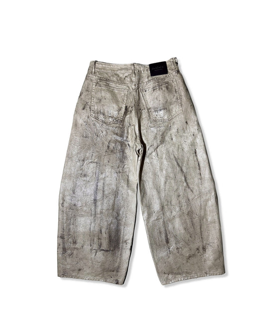 Muddy coated wide pants