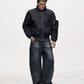 Black coated wide pants